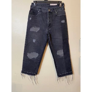 asos black distressed jeans size 6 straight leg high waisted pants - Picture 1 of 5
