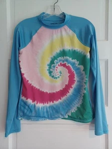 Lands' End tie-dye rashguard girls XL 14-16 long sleeve swim shirt beach pool - Picture 1 of 9