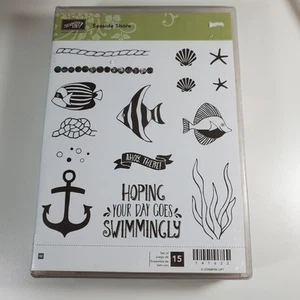 Stampin Up 141622 Seaside Shore Wooden Rubber Stamp Set 15 Pcs Fish Ocean Unused - Picture 1 of 4