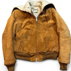 Vintage Schott sportswear leather suede Sherpa lined bomber jacket medium READ - Picture 1 of 8