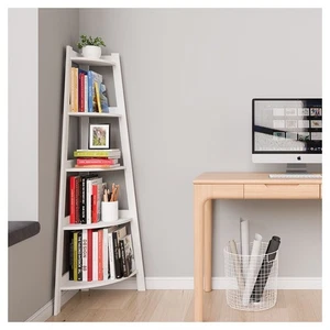 Scaffale Angolare Da Parete A Forma Di Scala Con 5 Livelli Ripiani Libreria Mult - Foto 1 di 2