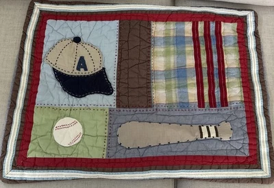 Pottery Barn Kids Patchwork Baseball Standard Size Quilted Shams Set Of 2 Sports - Image 1 of 4