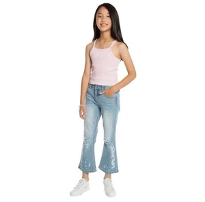 Juicy Couture Kids Mid Rise Cropped Kick Flare Jean Girls 12 Light Wash Denim - Picture 1 of 15