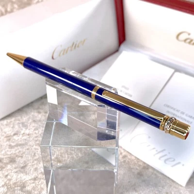 Bolígrafo Cartier Raro Trinity Blue Laca Acabado Oro 18K con Estuche y Papeles Foto 1 de 4