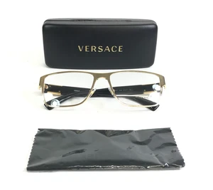 Monturas para gafas Versace MOD.1274 1002 dorado negro rectángulo borde completo 57-17-140 - Imagen 1 de 14