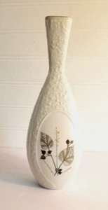 Schirnding Bavaria PORCELAIN VASE 9 inch MCM White with Leaves 1950's Germany - Picture 1 of 14