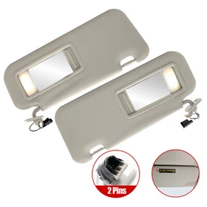 Right & Left Gray Driver & Passenger Pair Sun Visor W/Light For Mazda 3 2.0L - Picture 1 of 7