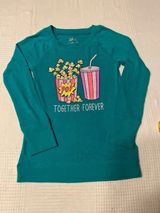 Justice Mädchen Gr. 7 Sweatshirt grün Batik Glitzer Grafik Popcorn Welpen - Bild 1 von 5