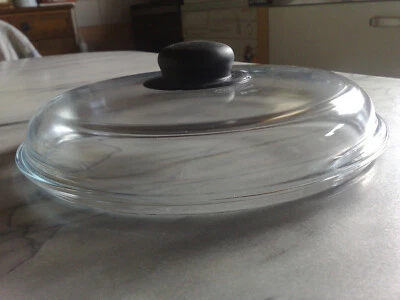 Pyrex Glasdeckel Topfdeckel Pfannendeckel rund 24cm. schwarzer Kunststoffgriff  - Bild 1 von 3