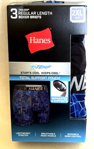 Hanes Men’s Total Support Pouch 3 Boxer Briefs REGULAR LENGTH Size 2XL  (44-46) - Picture 1 of 3