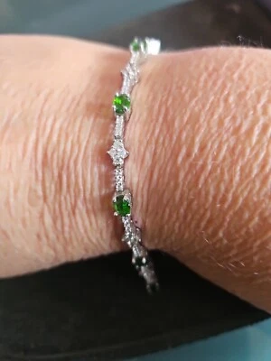 Pulsera Tenis HSN Diseñador Plata 925 Cromo Diópsido Circón 7" Nueva Sin Etiquetas $240 Foto 1 de 4