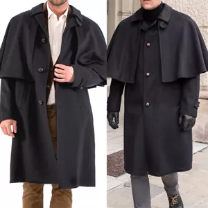 New Style Winter Windbreaker Coat for Men Single Breasted Casual Coat with Cape - Picture 1 of 11