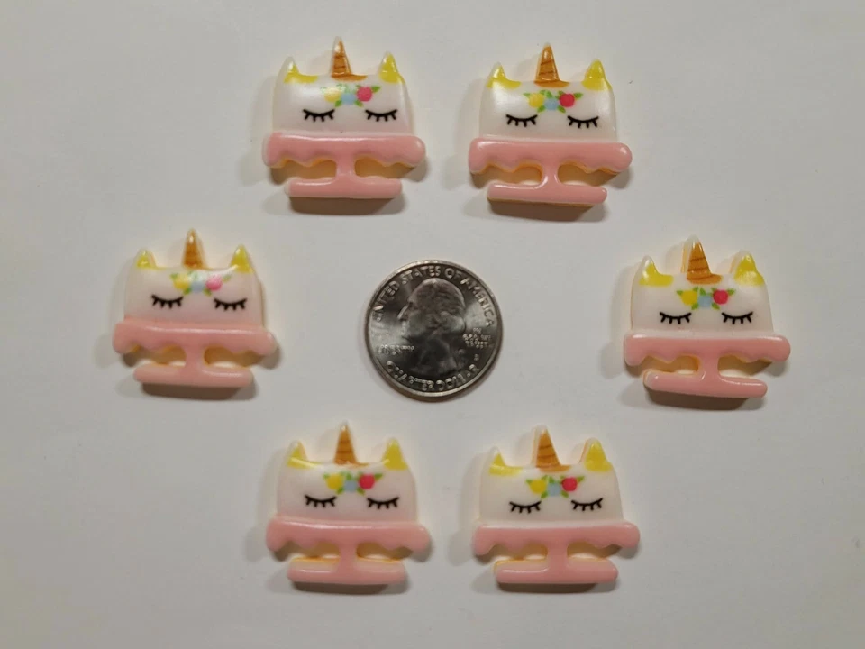 6 Pcs Lot unicorn 3D resin Flatback  Cabochon Hair Bow Center Supplies - Image 1 of 1