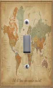 Light Switch Plate covered with image of OLD MAP ALL WHO TRAVEL ARE NOT LOST - Picture 1 of 26