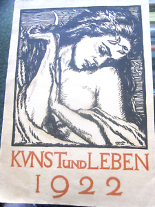 Antiker Kunstkalender  Kunst und Leben  1922 Originalzeichnungen+Holzschnitte 