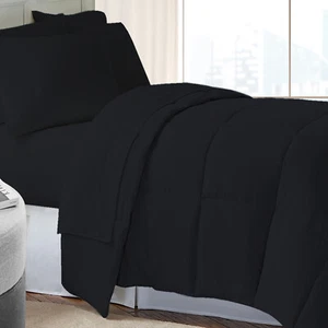 Luxury Home Down-Alternative Solid Comforter and Sheet Set -7-Piece - Picture 1 of 45