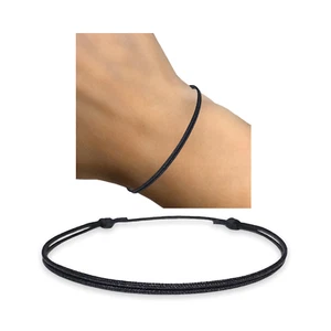 Bracciale stringa nero uomo cavo regolabile gioielli surfista donna regalo - Foto 1 di 7
