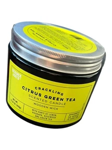 Trader Joe's Candle Citrus Green Tea Scented Jar Crackling Wooden Wick NEW - Picture 1 of 6