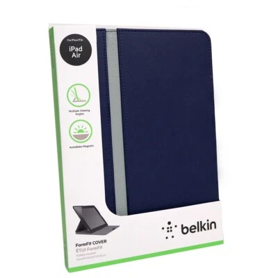 NEW Belkin iPd Air (1st Gen) Form Fit Folding Dark Blue Folio Cover Case - Image 1 of 4