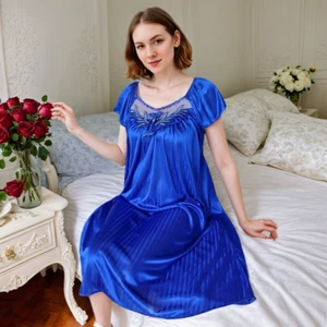 Sexy Silk Satin Women Sleepwear Ladies Short Sleeve Nightgown Robes Night Dress - Picture 1 of 22