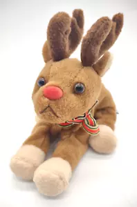 A&A Reindeer Bean Bag Plush Stuffed Animal Toy Christmas Winter Red Nose Bow 7” - Picture 1 of 4