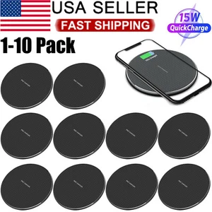 10 X Wireless Phone Charger Pad Universal Quick Fast Charge Dock For Samsung Lot - Picture 1 of 12
