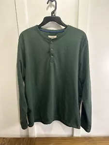 Boston Traders Fleece Long Sleeve Henley Green Mens Large Excellent Condition - Picture 1 of 5