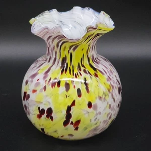 Jarrón vintage de vidrio con salpicaduras de fin de día con borde con volantes - Imagen 1 de 20