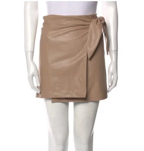 Jason Wu Tan Faux Leather Wrap Belted Mini Skirt Women's Size XS Summer - Picture 1 of 9