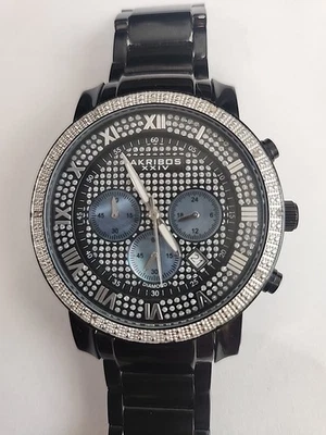 Reloj Akribos XXIV AK439BK Hombre Acero Inoxidable Negro Bling  Foto 1 de 3