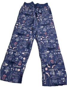 L.L.Bean 100% Cotton Camp Pajama pants Raw Indigo Icon Print Small - Picture 1 of 6