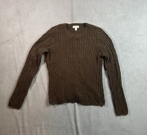 Suéter tejido con cable cuello redondo marrón St. John’s Bay para mujer talla grande Y2K - Imagen 1 de 6