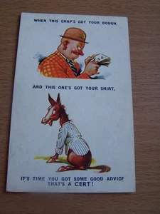 Pferderennen Wetten Vintage Postkarte Bamforth Comic Nr. 187 Buchmacher - Bild 1 von 2