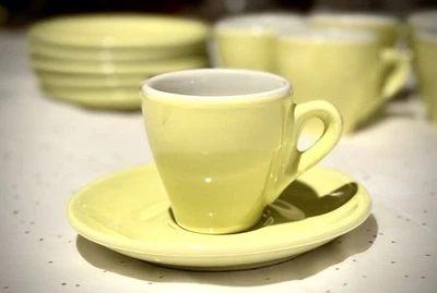 Nuova Point - Juego de 6 tazas y platillos de café espresso Milano, amarillo Foto 1 de 4