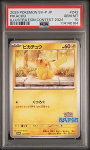 PSA 10 Pokemon TCG 2025 JPN Pikachu 242/SV-P Promo Illustration Contest 2024 - Picture 1 of 2