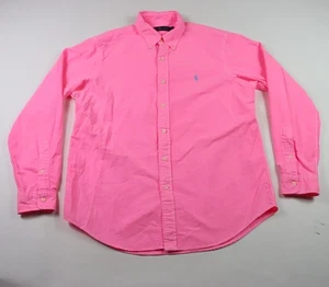 Camisa Ralph Lauren Hombre Grande Rosa Sólida Abotonada Manga Larga Poni Clásica L - Imagen 1 de 11