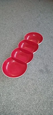 Tupperware ALLEGRO SERVIERSCHALE 4er Rot Weiß Dipschale Tupper Schale Schüssel - Bild 1 von 3
