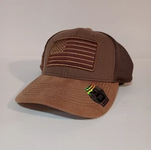 Runs Deep Tactical American Flag Snapback Brown Mesh Back Cap New - Afbeelding 1 van 7