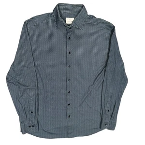Camisa de Vestir Emanuel Berg Calce Moderno Elastizada Azul Patrón Algodón 44 17 1/2 XL - Imagen 1 de 9
