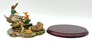 LENOX SGUARDO VIGILE FAMIGLIA DI ANATRE 6" X 9" STATUINA GERMANI IN LAGHETTO - Foto 1 di 11