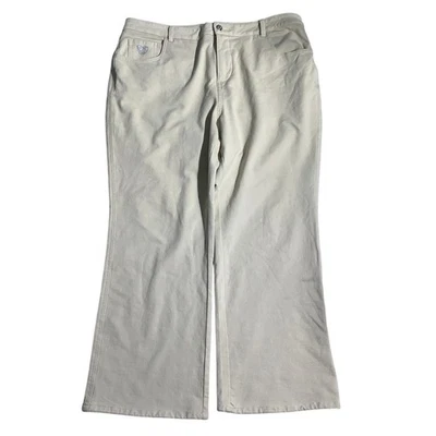 Pantalones para mujer Quaker Factory talla 18W — caqui claro, pierna ancha, Dream Jeannes Foto 1 de 4