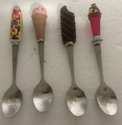 "Juego de 4 cucharas de postre de helado Boston Warehouse cubiertos de China 6 1/2""" Foto 1 de 4