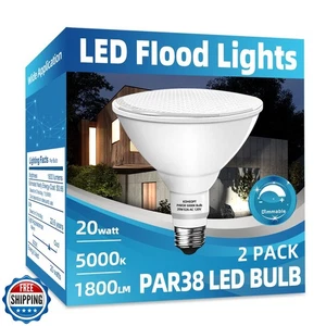 KOHEOPT PAR38 LED Flood Light Bulbs, (2 Pack) 20W Outdoor Flood Lights,1800 L - Picture 1 of 5