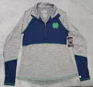 Camisa irlandesa de lucha Colosseum Notre Dame para mujer talla mediana gris azul marino nueva con etiquetas - Imagen 1 de 7