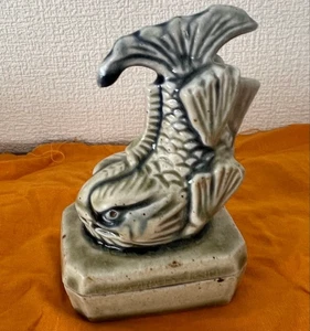 Vintage japanische Seto Ware Keramik Räuchergefäß Shachihoko Form signiert JP - Bild 1 von 8