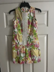Lilly Pulitzer Mädchen Kleid Größe 12 ärmellos rosa gelb gefüttert Reißverschluss hinten - Bild 1 von 5