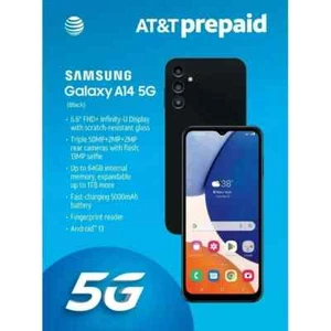Samsung A14 5G 64GB schwarz - At&T Prepaid Smartphone 6,6" FHD - Brandneu - Bild 1 von 1