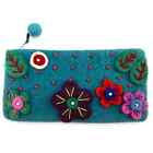 NepaCrafts Hand Made Felt Coin Purse Decorated in Flowers Zippered
