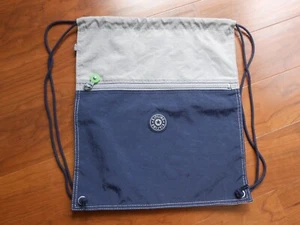 Kipling Blue/ Gray Drawstring Backpack Bag 17.5" x15" - Picture 1 of 7