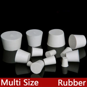 Rubber Bung Stopper Tapered Plug Solid Test Tubes Bungs Solid Hole Stopper White - Picture 1 of 37